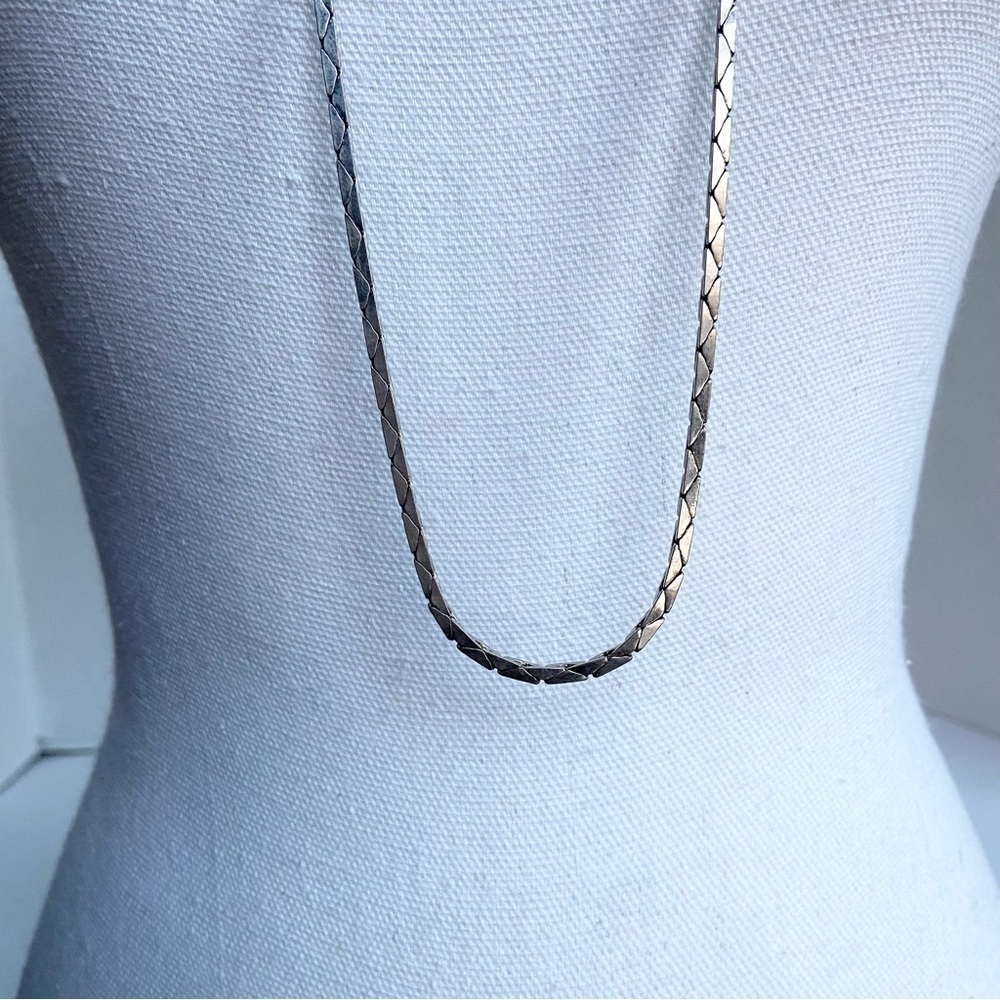 Long Box Chain Silver Tone Necklace Plain Simple Casual Necklace - Picture 3 of 8